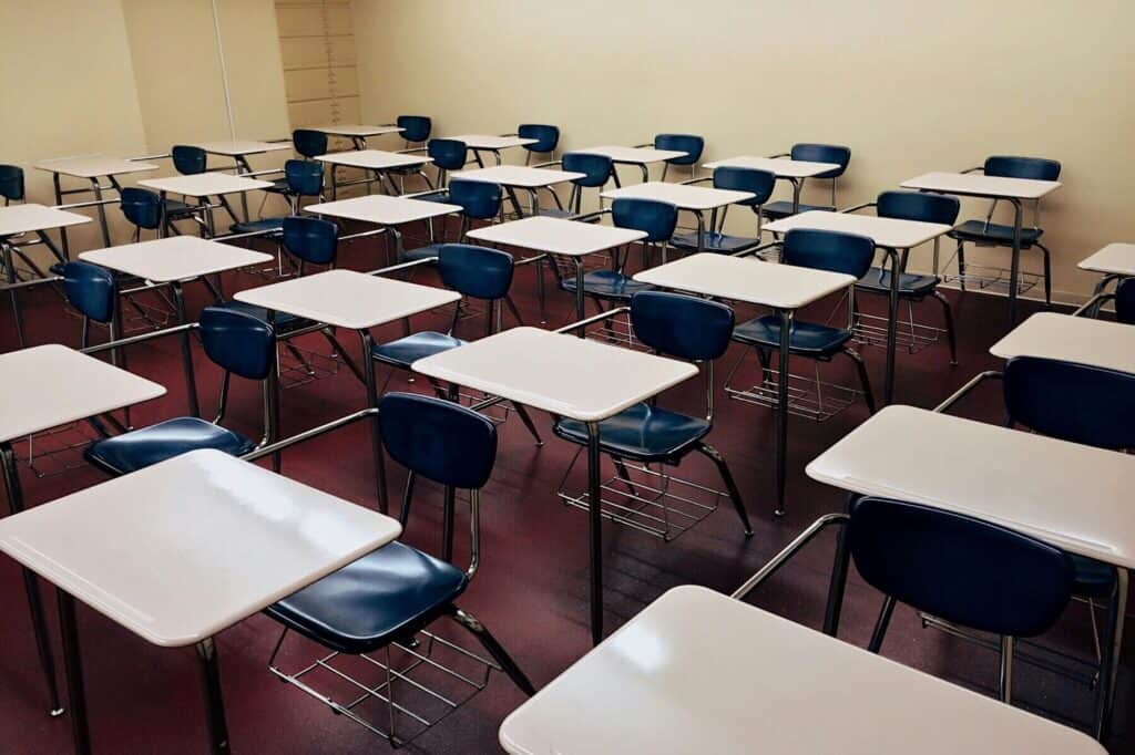 Cropped image of an empty classroom