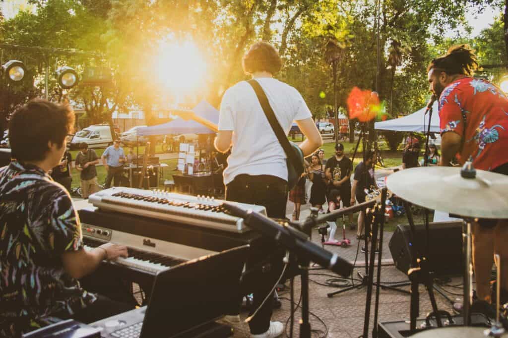 Musicians performing in a park