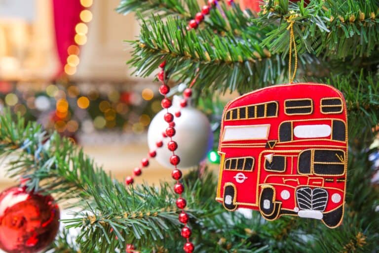 A Christmas Tree decor: double-decker London bus in the concept of 'how to use Wandsworth's public transport'.